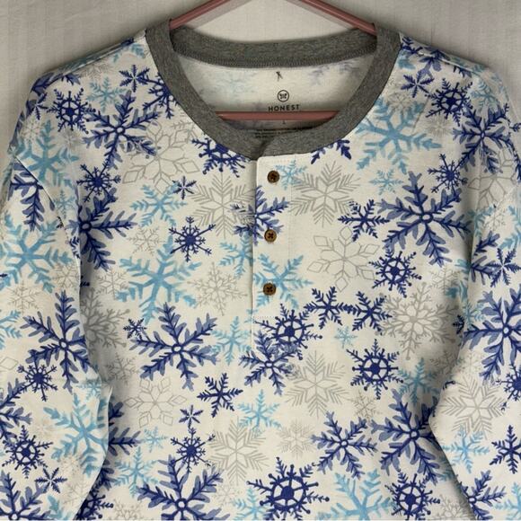 Honest Organic Cotton Holiday Winter Snowflake Pajama Set Women’s Size Large - Picture 2 of 8